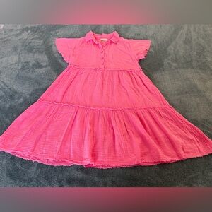 Stark X Women's Morgan Gauze Summer Lightweight Mini Shirt Dress XS Bright Pink